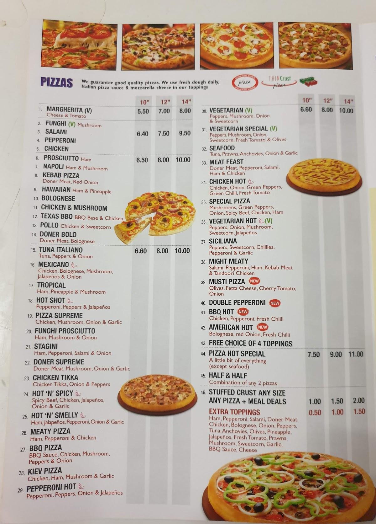 Menu at Pizza Hot restaurant, Crowle