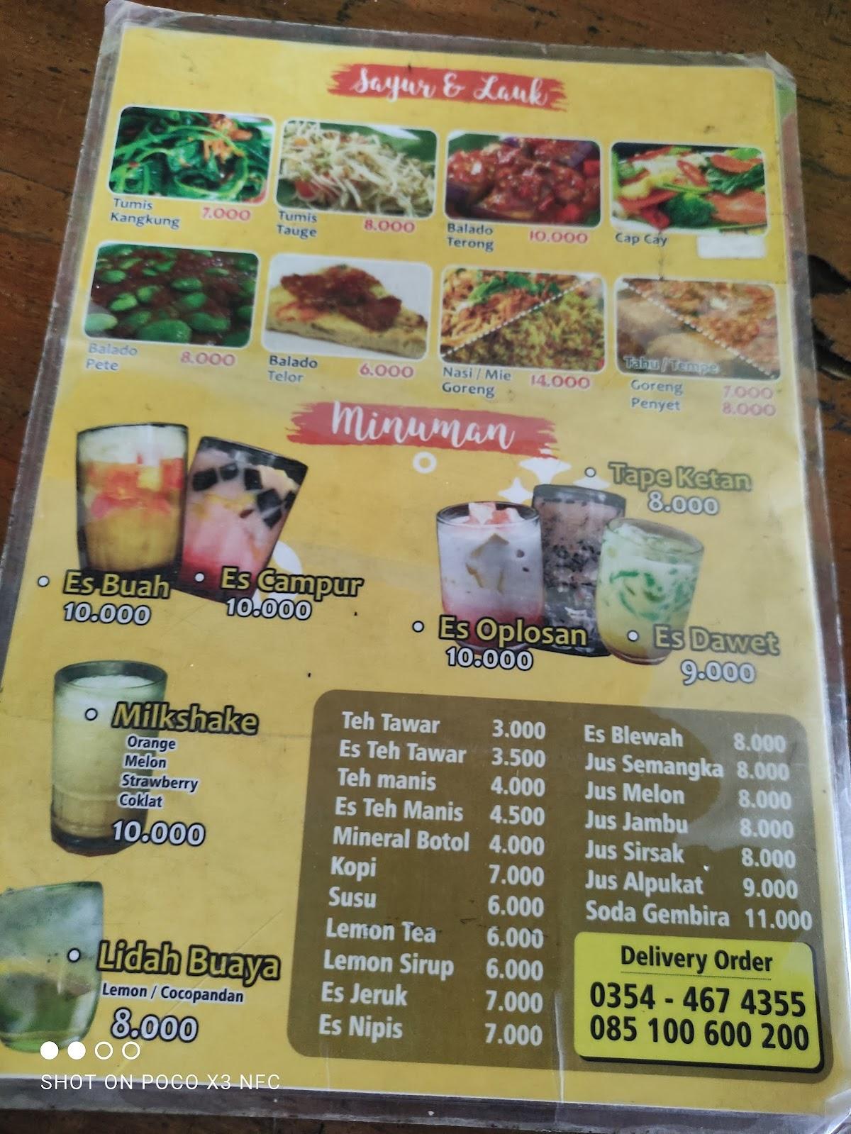 Menu at Warung ayam bakar KQ-5 restaurant, Sukorejo