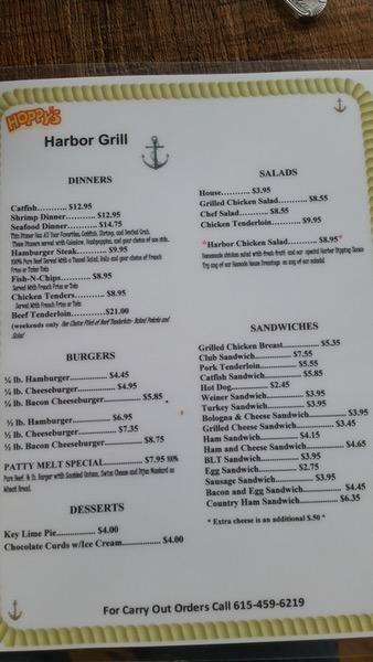 Menu At Hoppys Harbor Grill Restaurant, Nashville