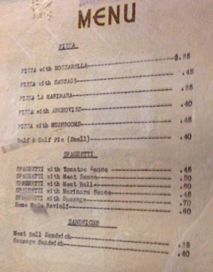 Menu at Johnny's Pizzeria, Mount Vernon