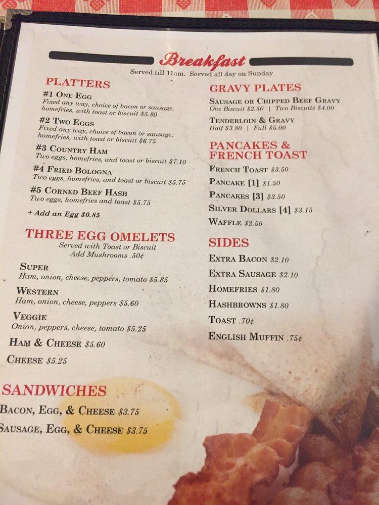 Menu at Armstrong's restaurant, Verona
