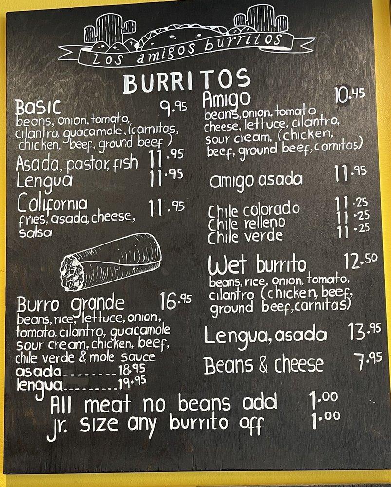 Menu at Los Amigos Burrito pub & bar, Florence
