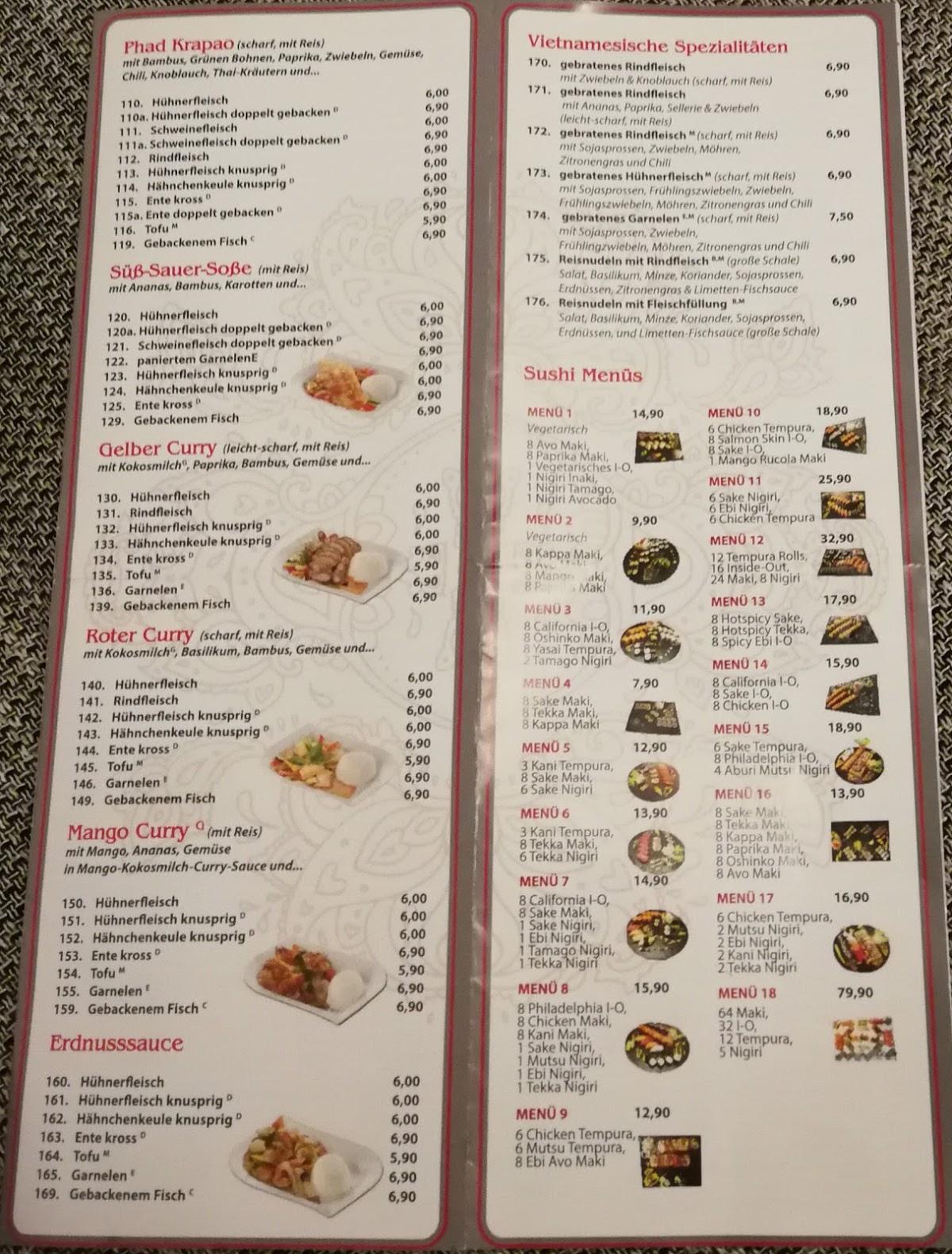 Speisekarte von Golden Reis Asiatische Küche & ThaiSushi restaurant
