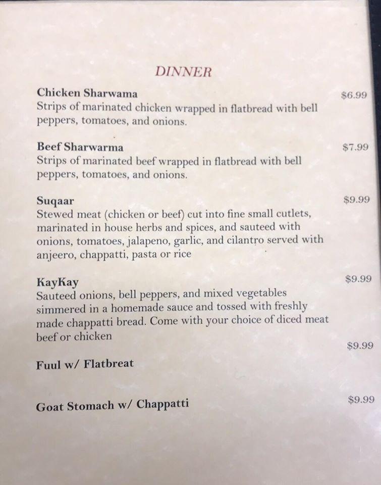 Menu at Safari Restaurant, Grand Forks