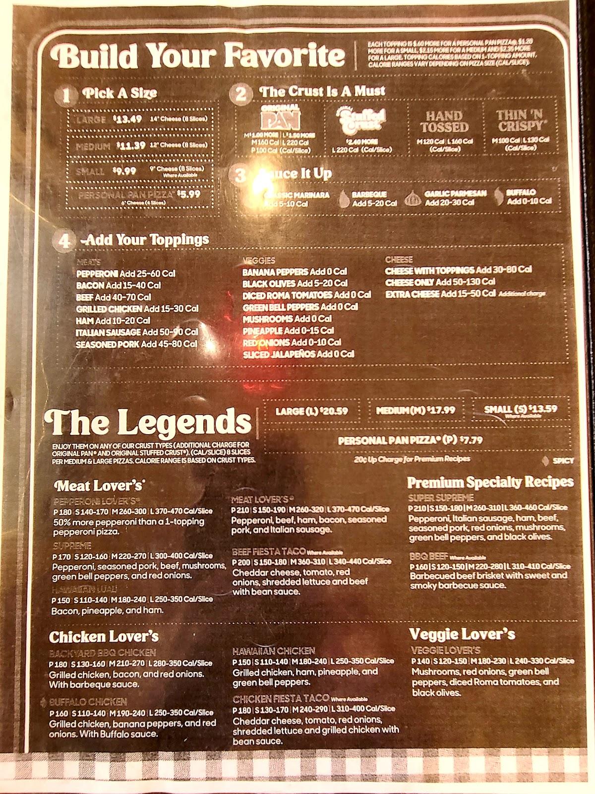 Menu at Pizza Hut pizzeria, Meade, 809 W Carthage St