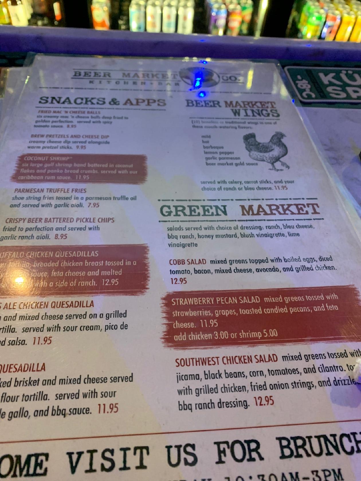 Menu at Beer Market Co. pub & bar, Houston, Milam St