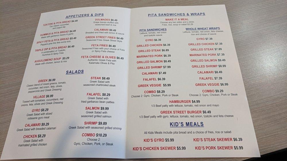Menu at Greek Street Grill restaurant, Riverside, La Sierra Ave STE 103