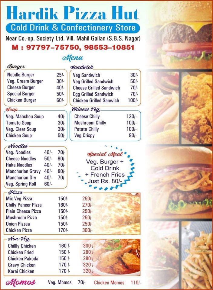 Menu at Hardik fast food, Banga