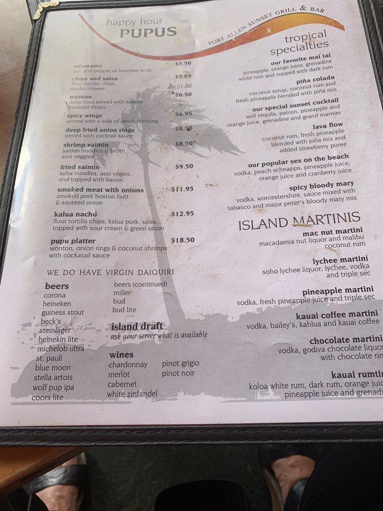 Menu at Port Allen Sunset Grill & Bar, Eleele