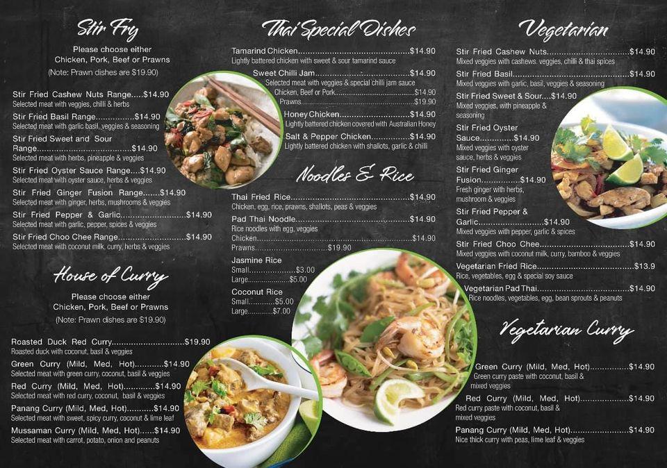 Menu at Thai Chilli Basil restaurant, Dysart