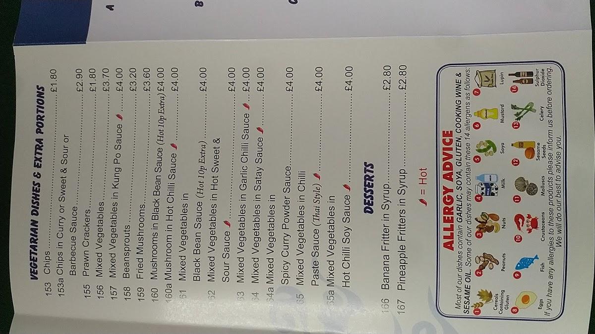 Menu at The Rice Bowl restaurant, Lambourn
