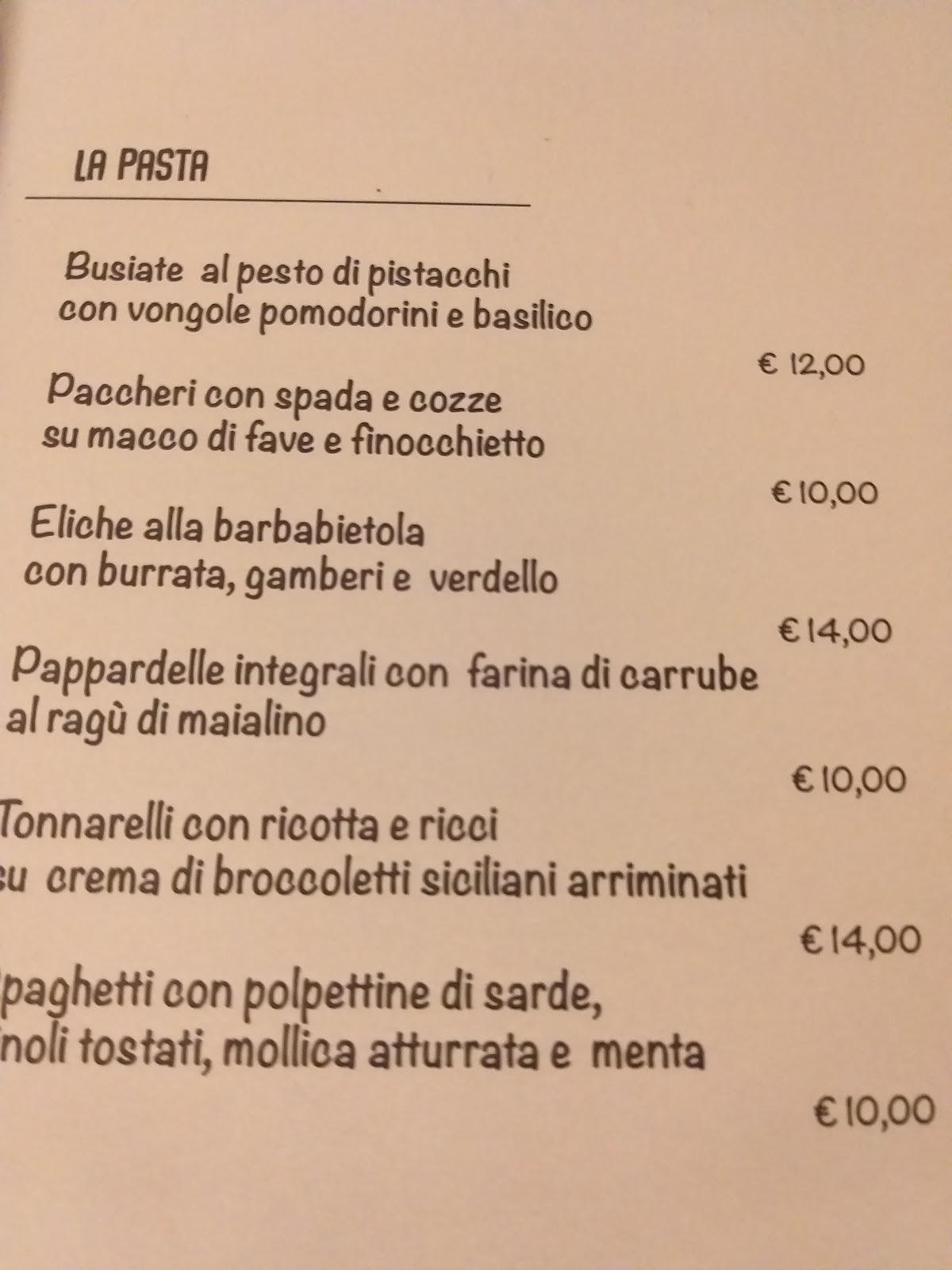 Menu da Sardina PastaBar Palermo, Palermo