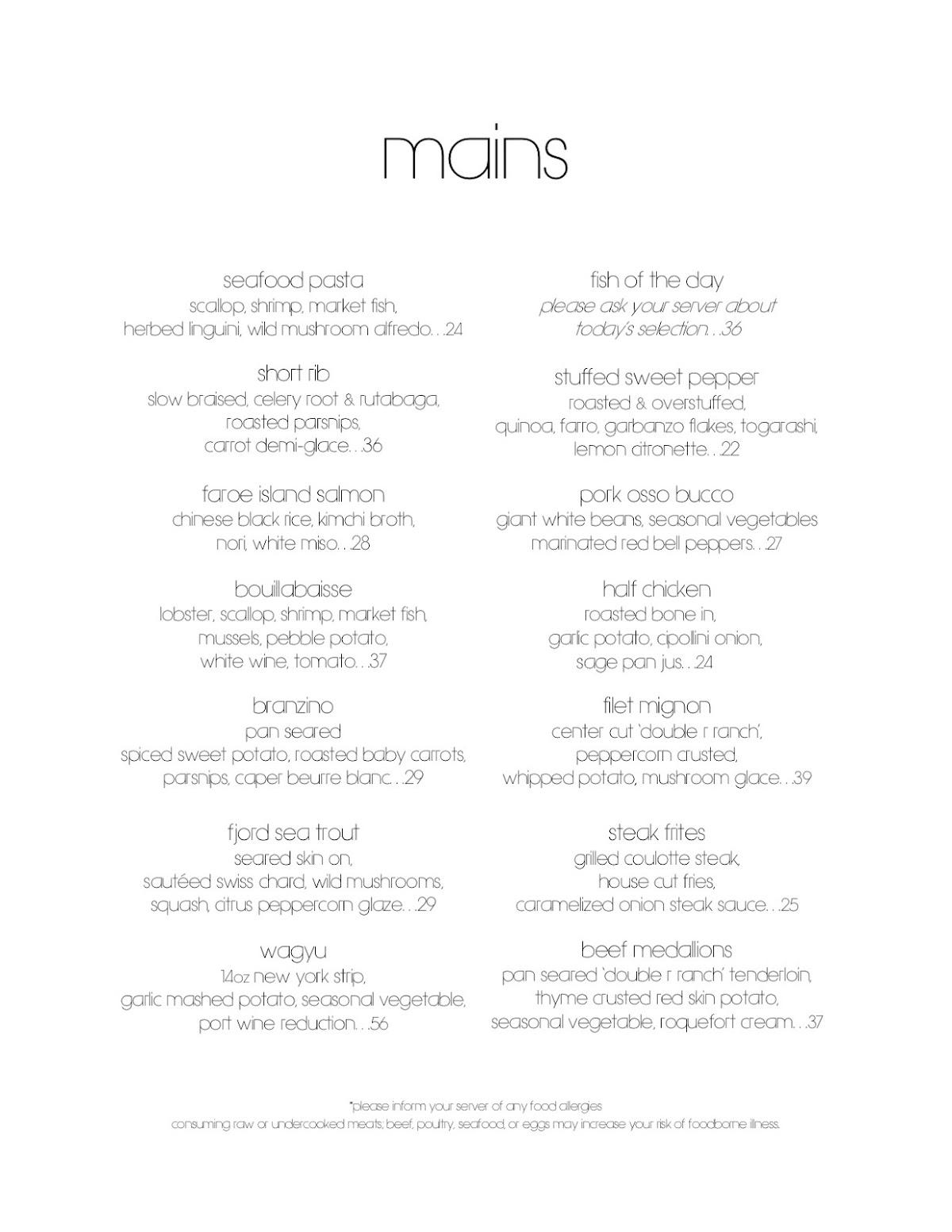 Menu at Cafe Navarre, South Bend