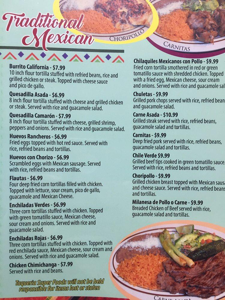 Menu at Super Foods Tienda Latina restaurant, WinstonSalem