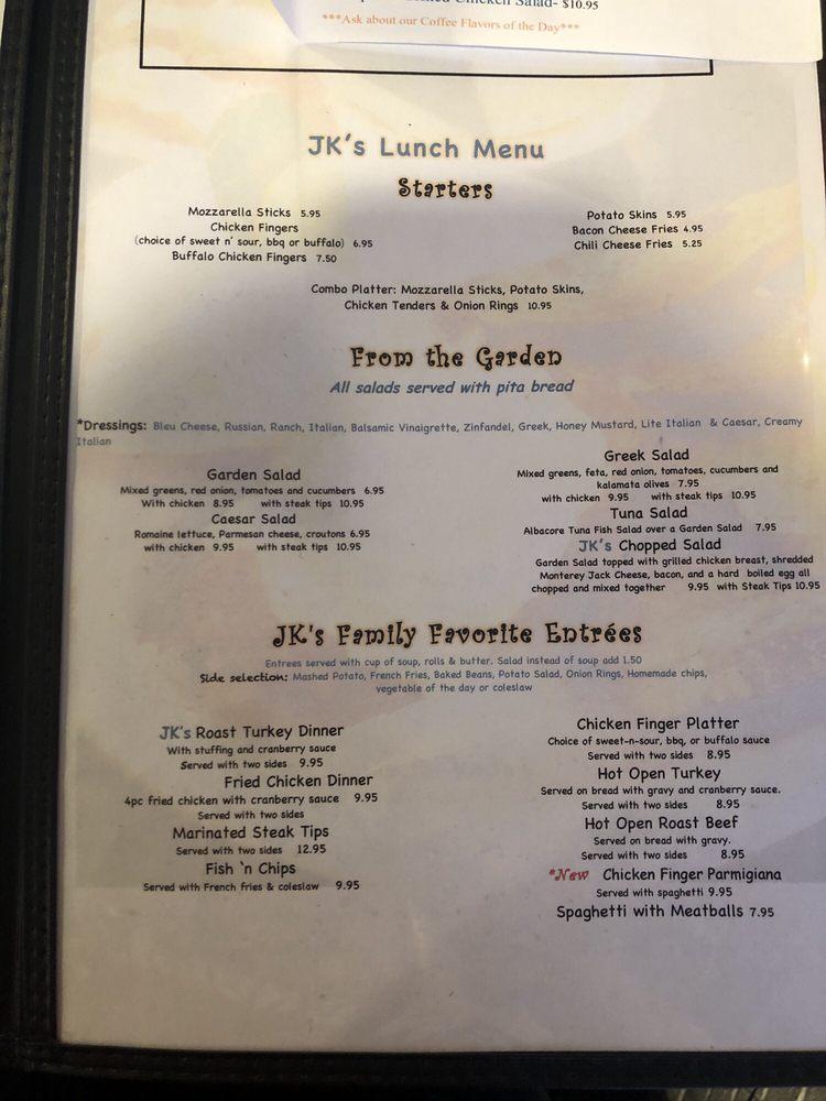 Menu at Jimmy K's Diner restaurant, Haverhill, 83 Plaistow Rd