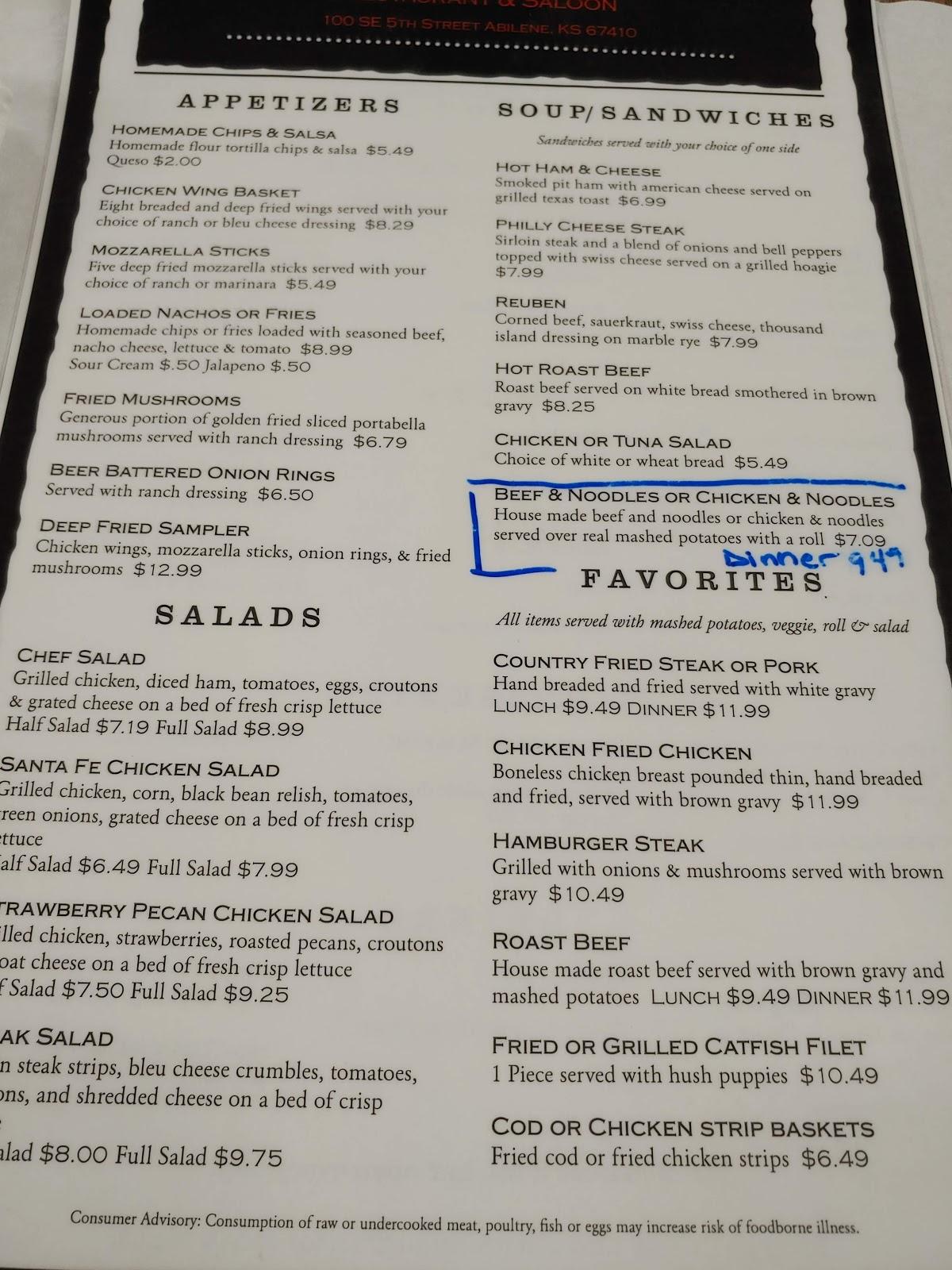 Menu at Hitching Post Restaurant, Abilene