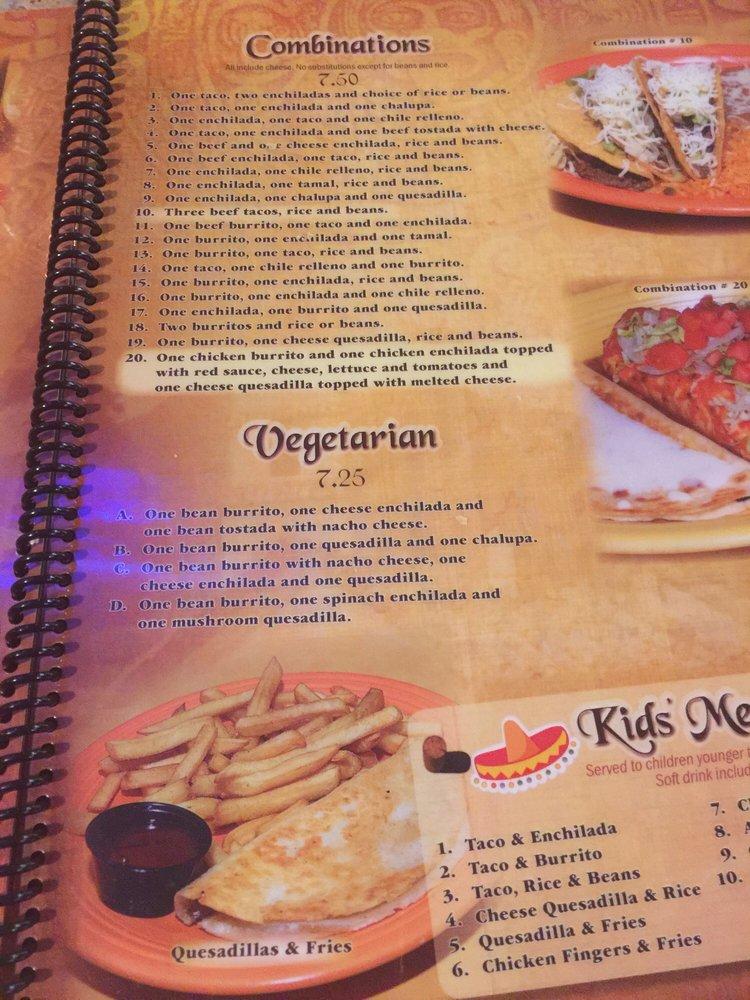 Menu at El Parral restaurant, Reidsville