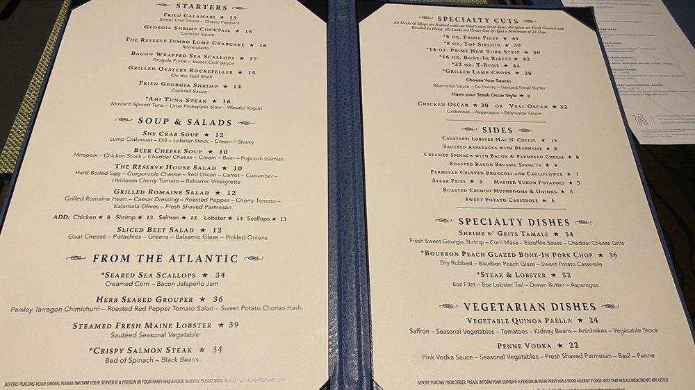 Menu at Harry's Lounge pub & bar, Jekyll Island