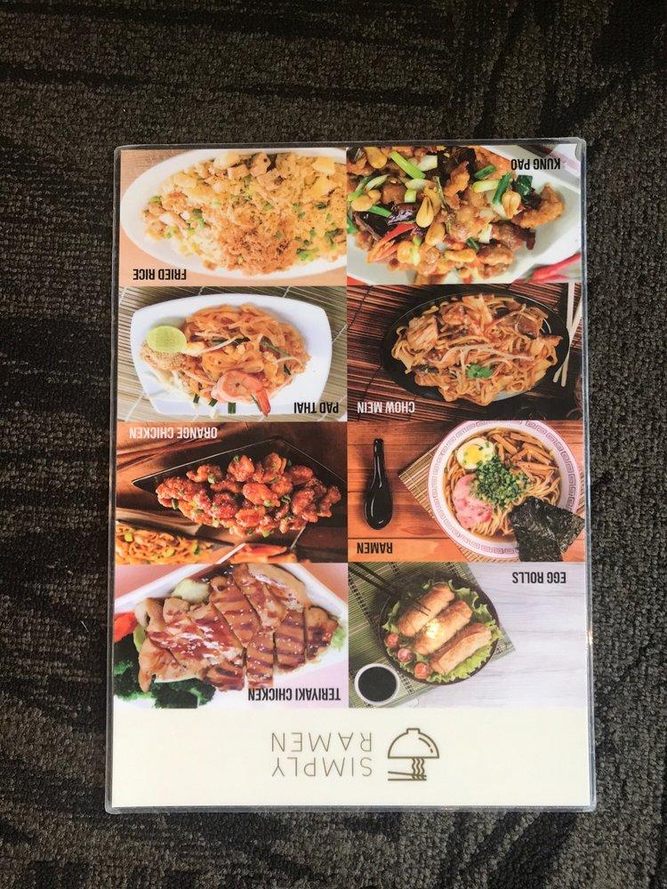 Menu at Simply Ramen restaurant, Albany