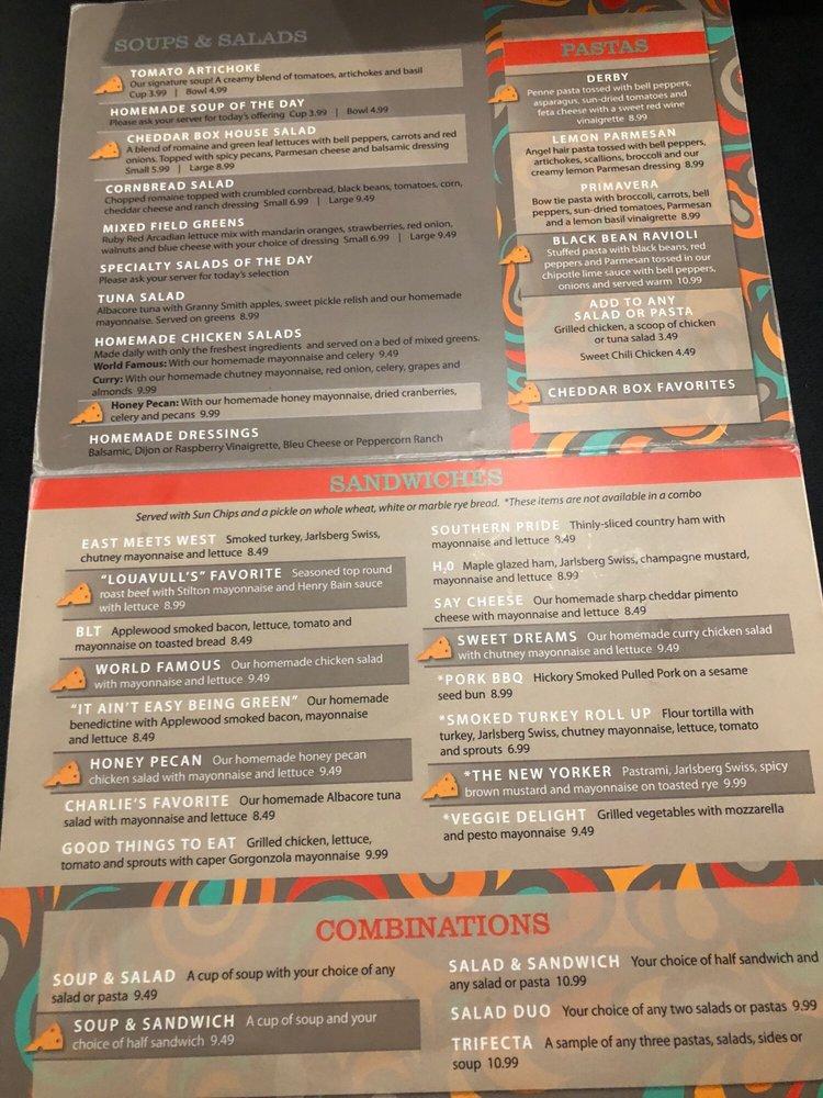 Menu at The Cheddar Box Cafe, Louisville, Shelbyville Rd 103