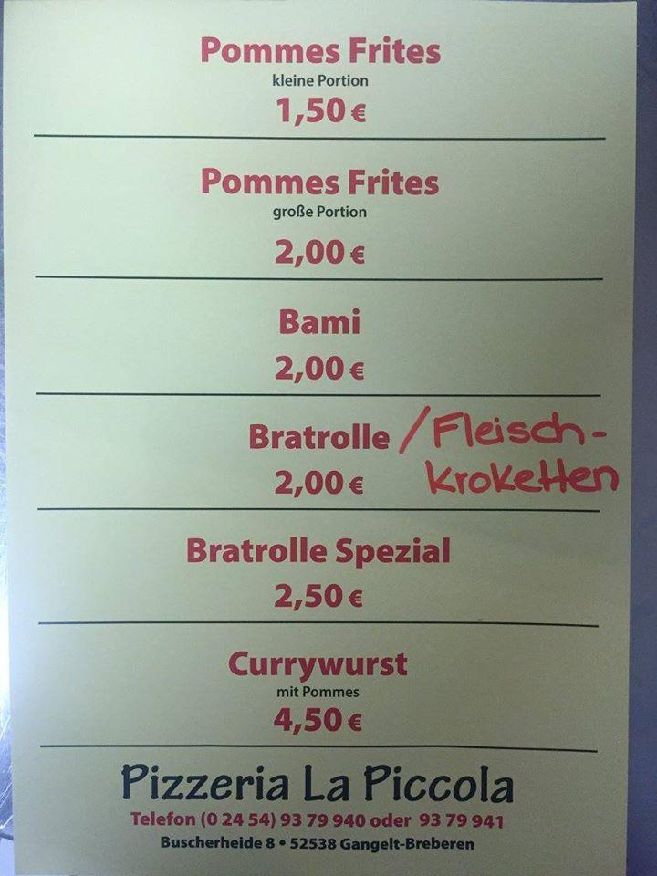 Speisekarte von La Piccola restaurant, Gangelt