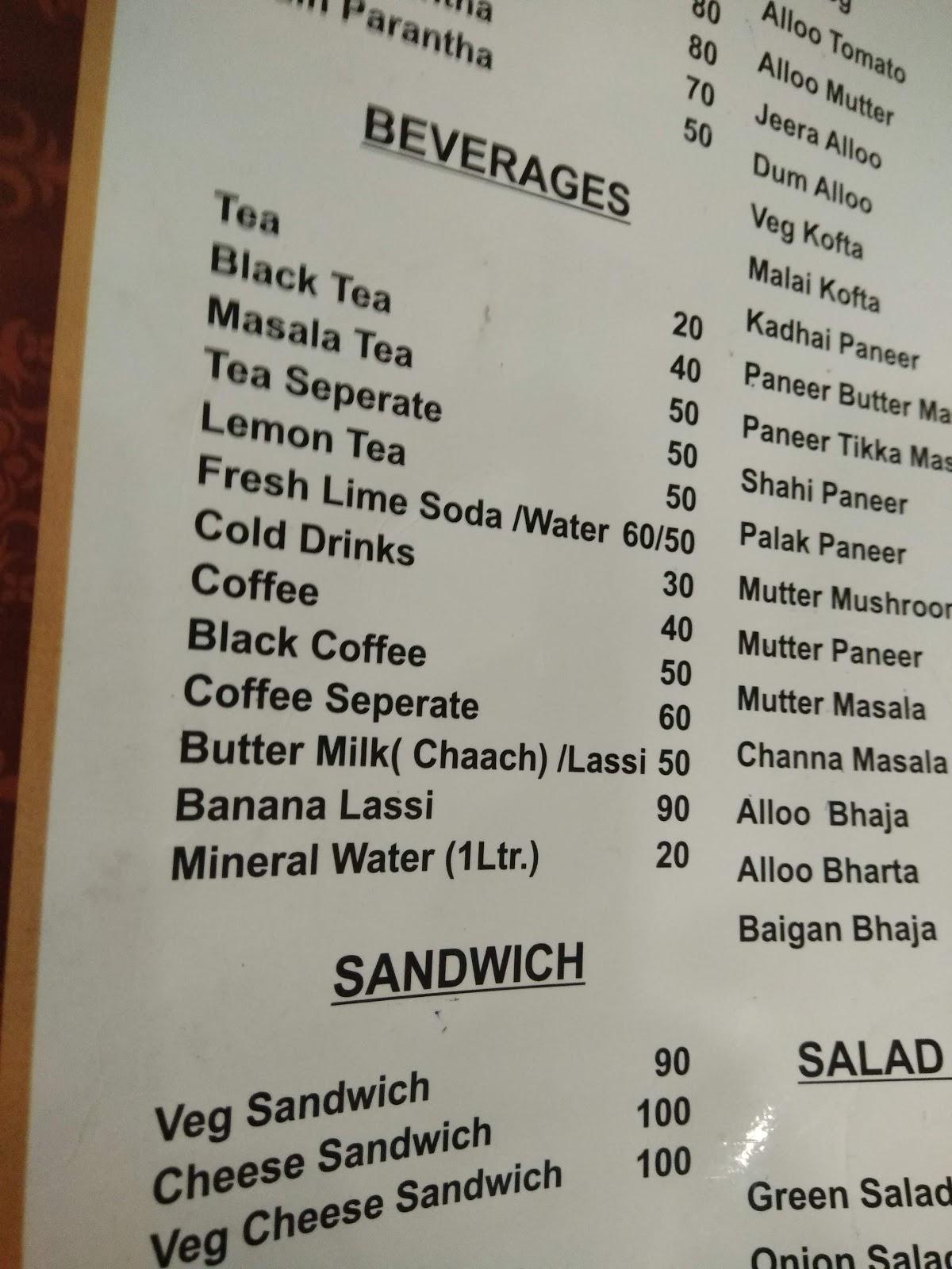 Kashish Restaurant menu