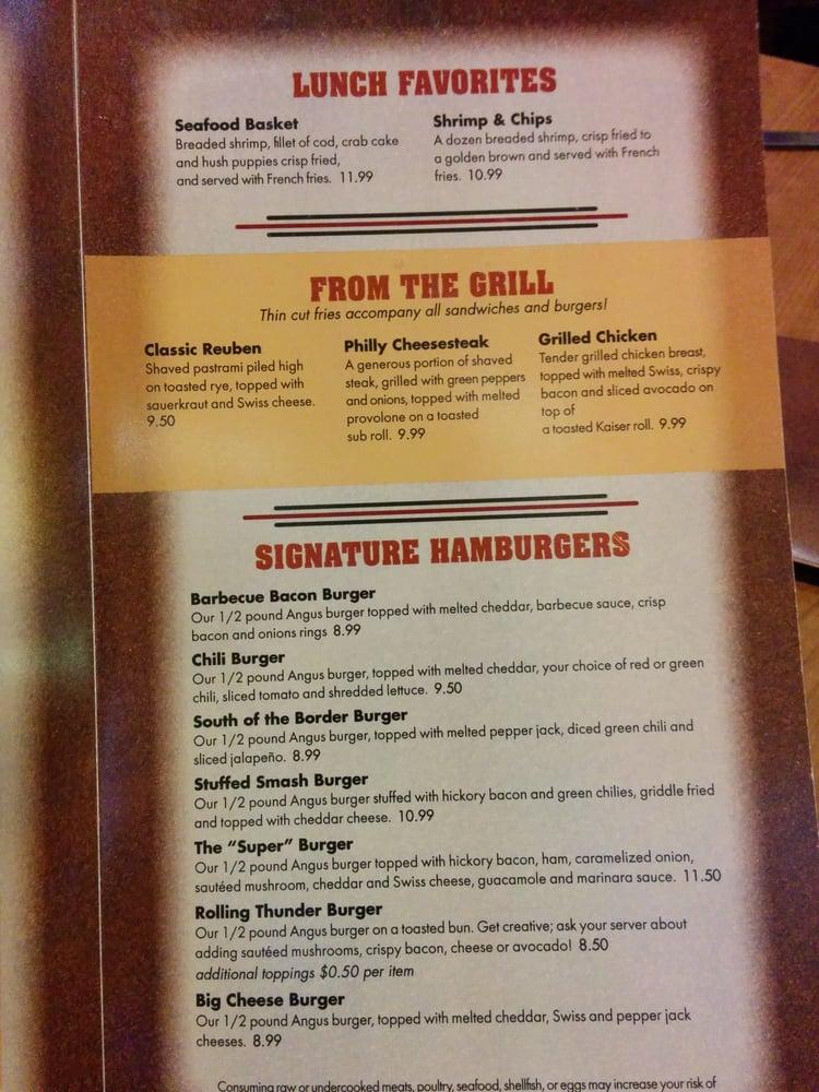 Menu at Rolling Thunder Grill, Ignacio, 14324 US Hwy 172-N