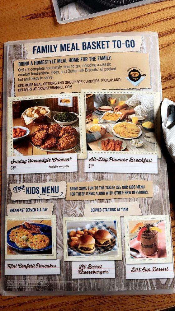 Menu At Cracker Barrel Old Country Store, San Antonio, I-10