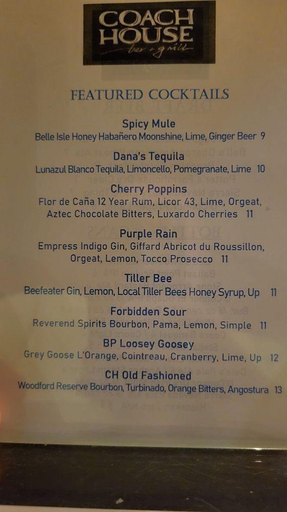Menu at Coach House Bar & Grill, Norfolk