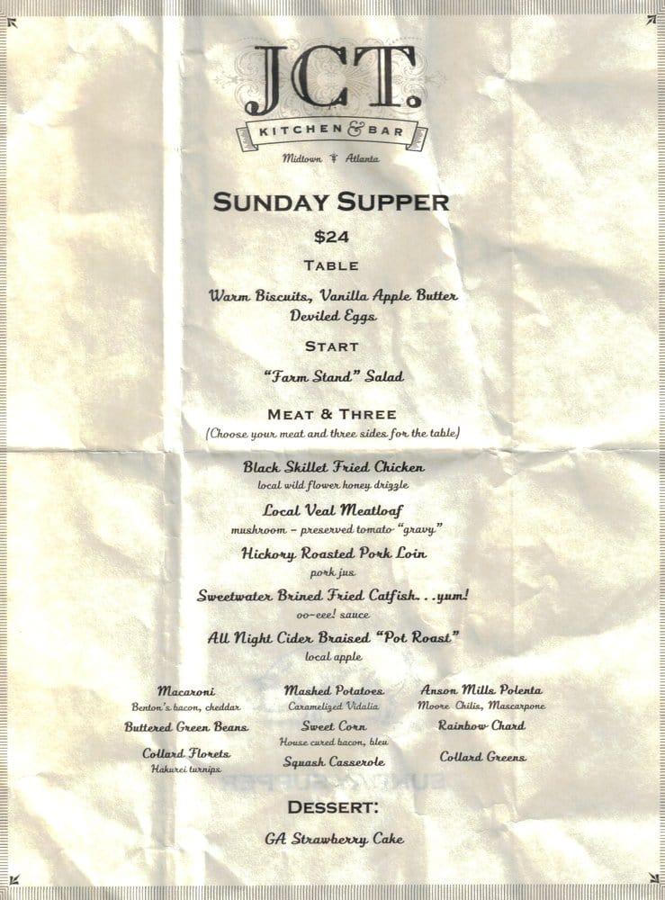 Menu at JCT. Kitchen & Bar, Atlanta