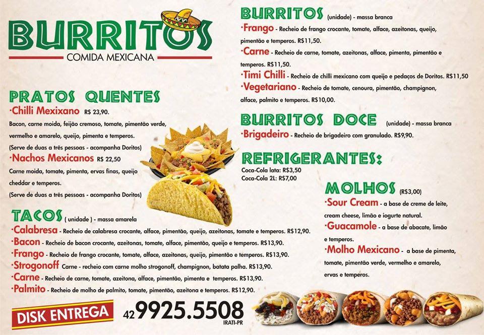 Rc4a Burritos Comida Mexicana Menu 