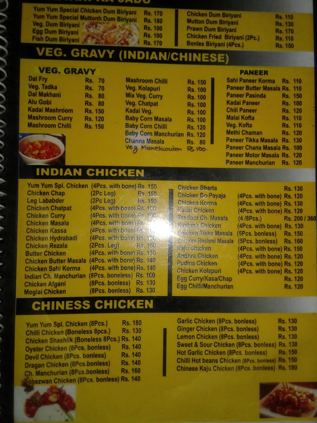 Menu at Yum yum restaurant konnagar, Kolkata