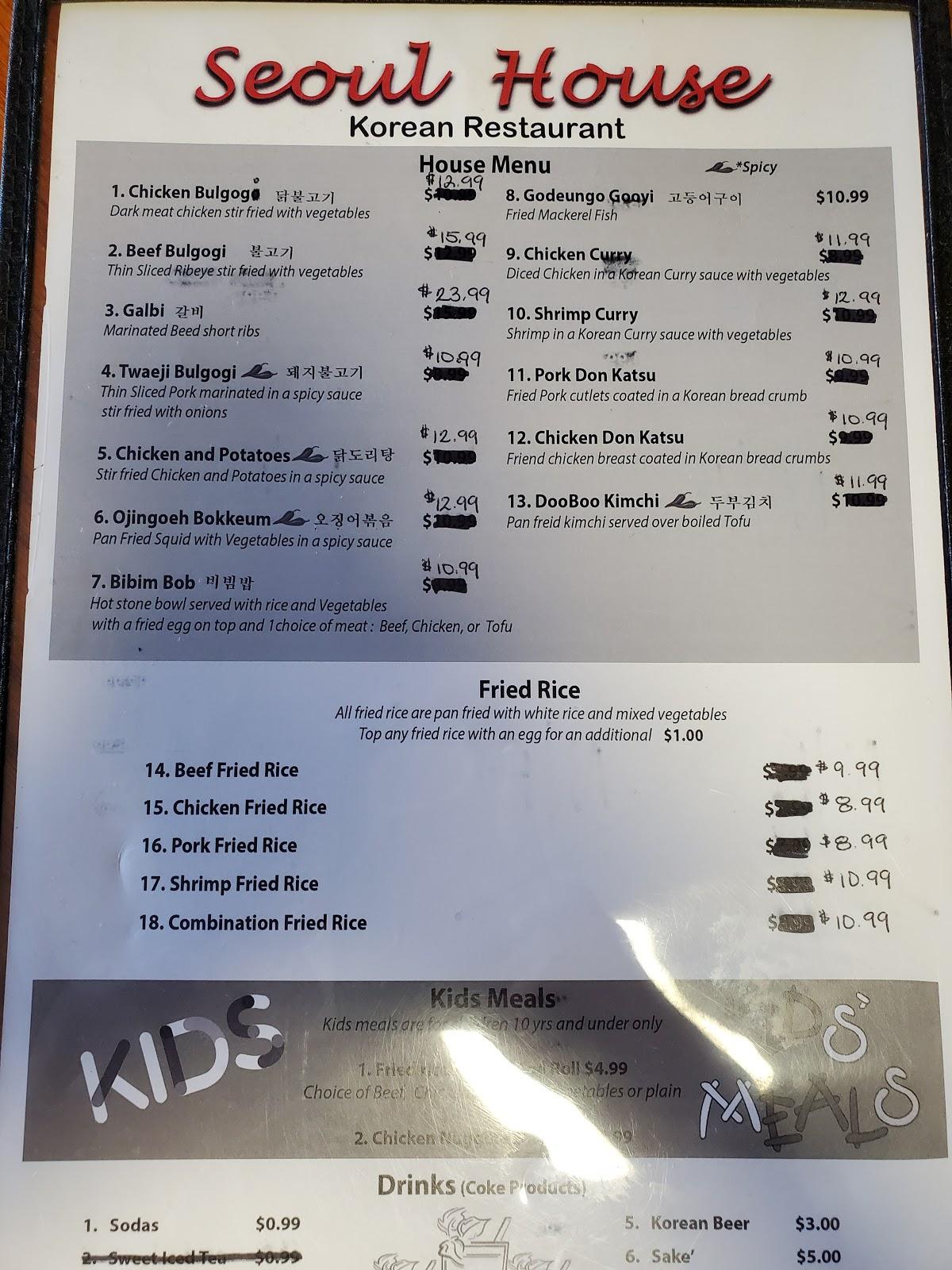 Menu at Seoul House Restaurant, Warner Robins