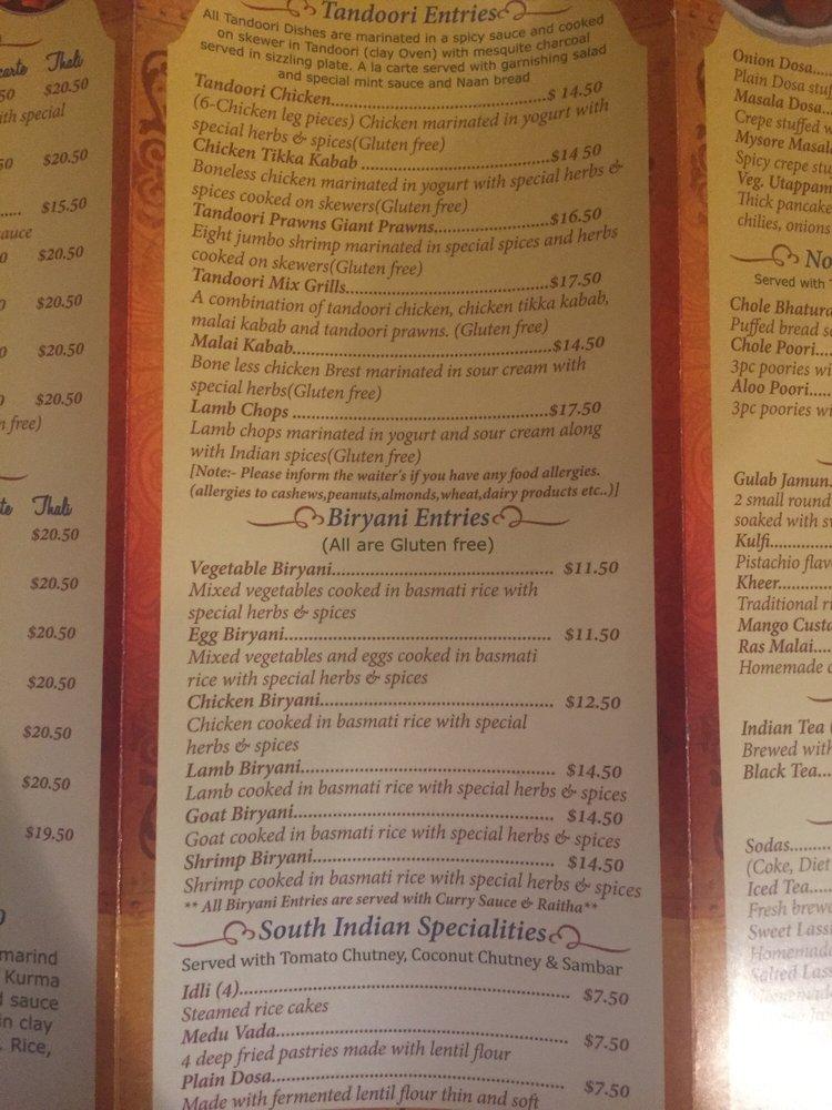 Menu at TAZ Indian Cuisine Buffet Restaurant Indian Restaurant Indian ...