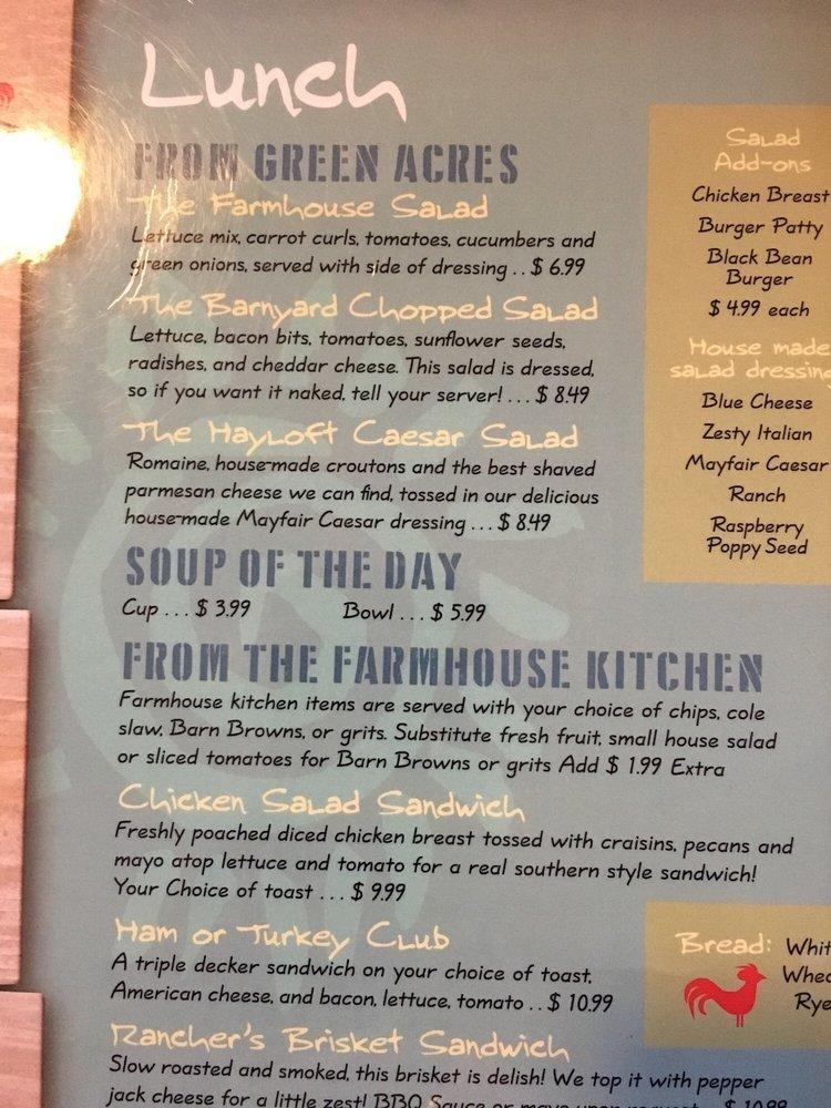 Menu at The Barn, St. Louis, Sappington Rd