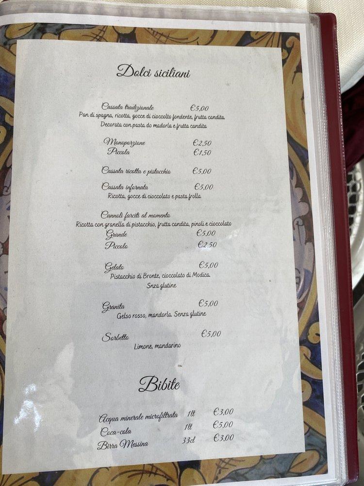 Menu da Un Angolo di Sicilia pub & bar, Roma, Via Dardanelli