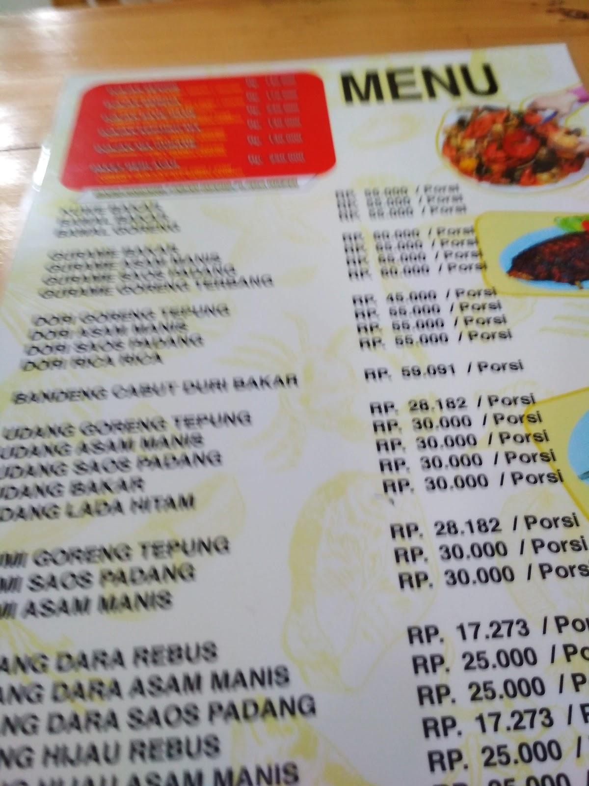 Menu at Djajan Seafood Poris restaurant, Tangerang