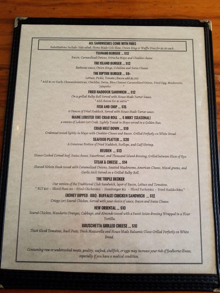 Menu at Waves Restaurant, Boothbay Harbor