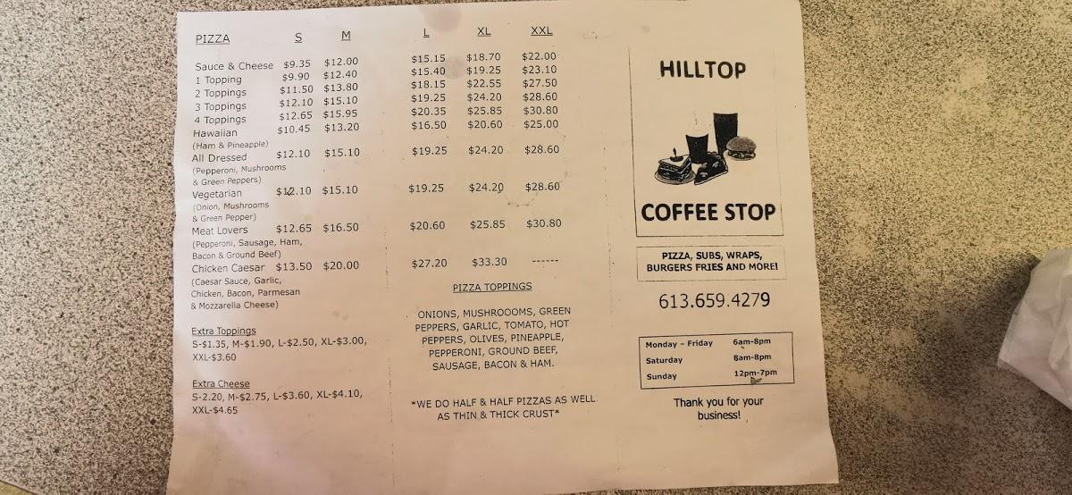 Menu At Hilltop Coffee Stop Restaurant Canada   Rc4d Hilltop Coffee Stop Menu 