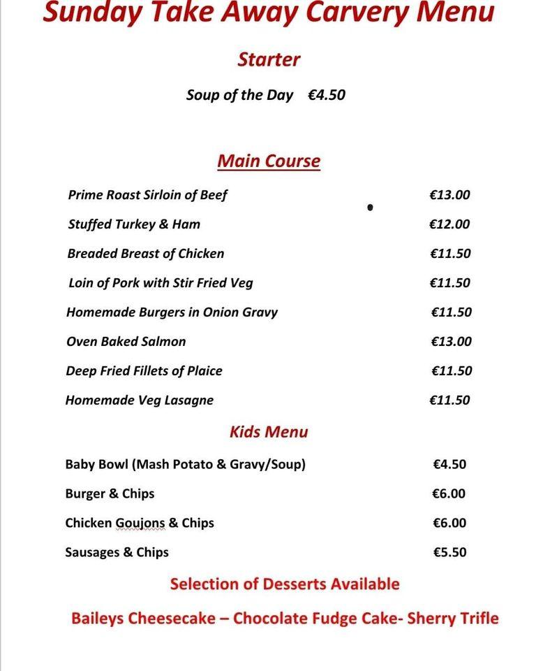 Menu at The Lisdoo Bar & Restaurant, Dundalk