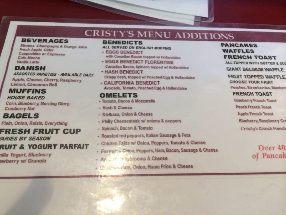 Menu at Cristy's Restaurant, Westbrook