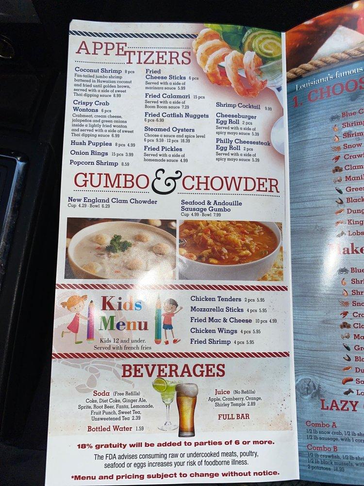 Menu at Lazy Crab, Next to Applebee's on Tara Blvd restaurant, Jonesboro