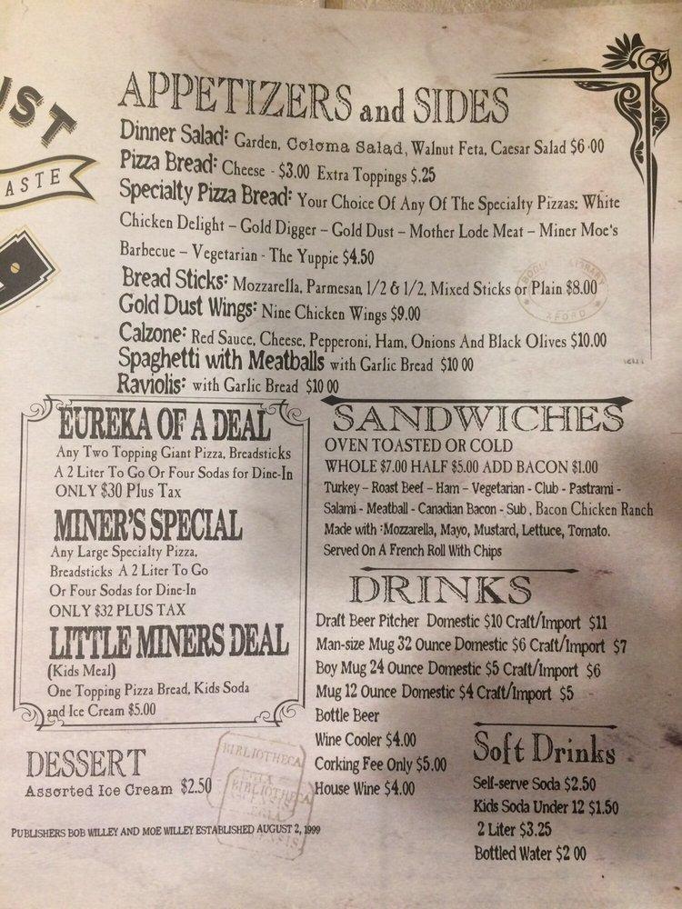 Menu at Gold Dust Pizza Oakdale pizzeria, Oakdale