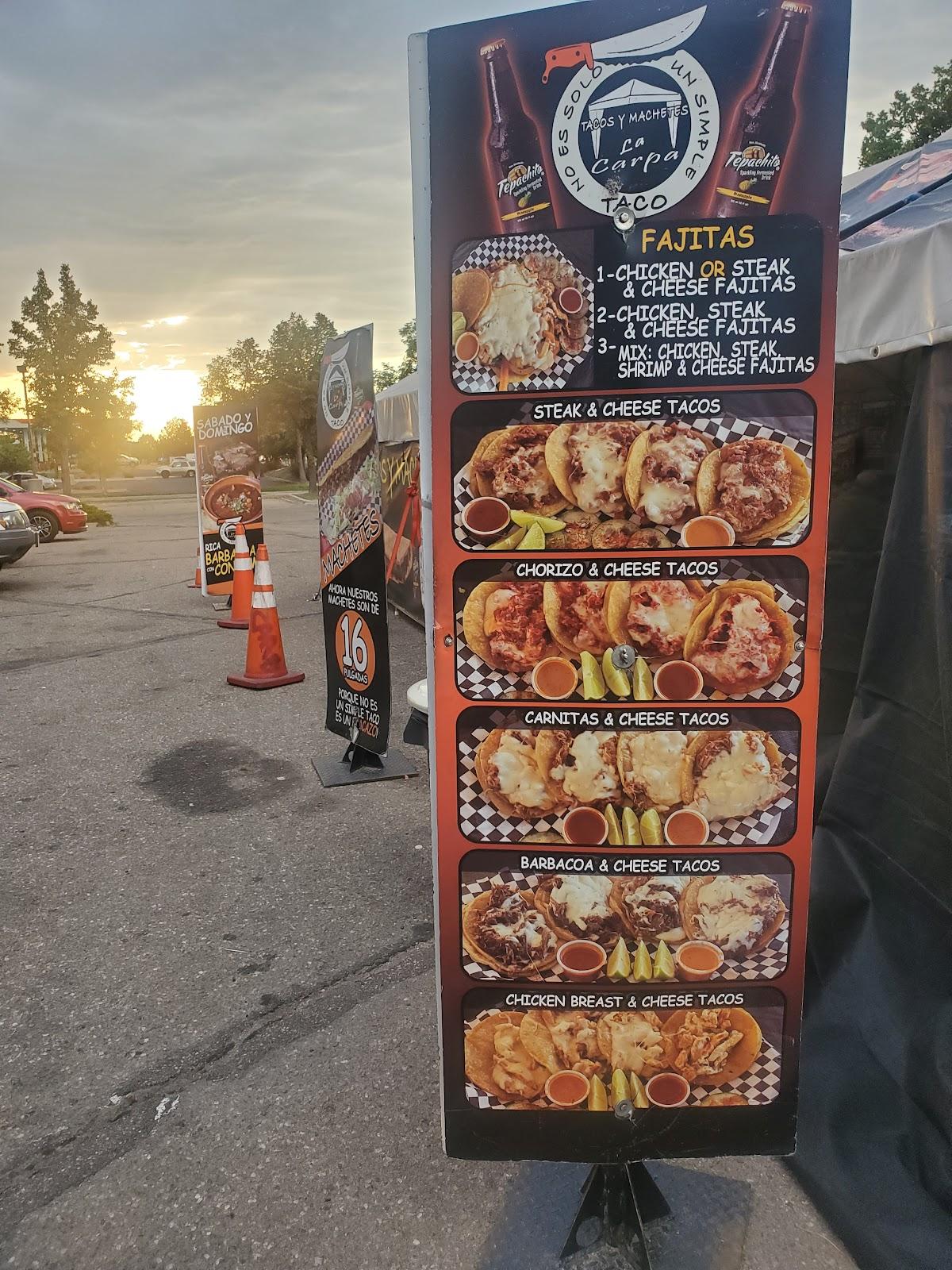 Menu at Tacos Y Machetes la Carpa restaurant, Aurora, E 6th Ave