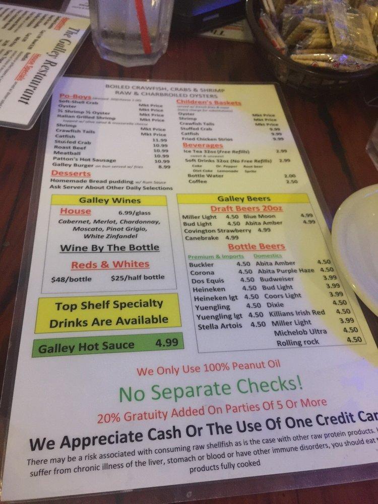 Menu at The Galley Seafood restaurant, Metairie, Metairie Rd
