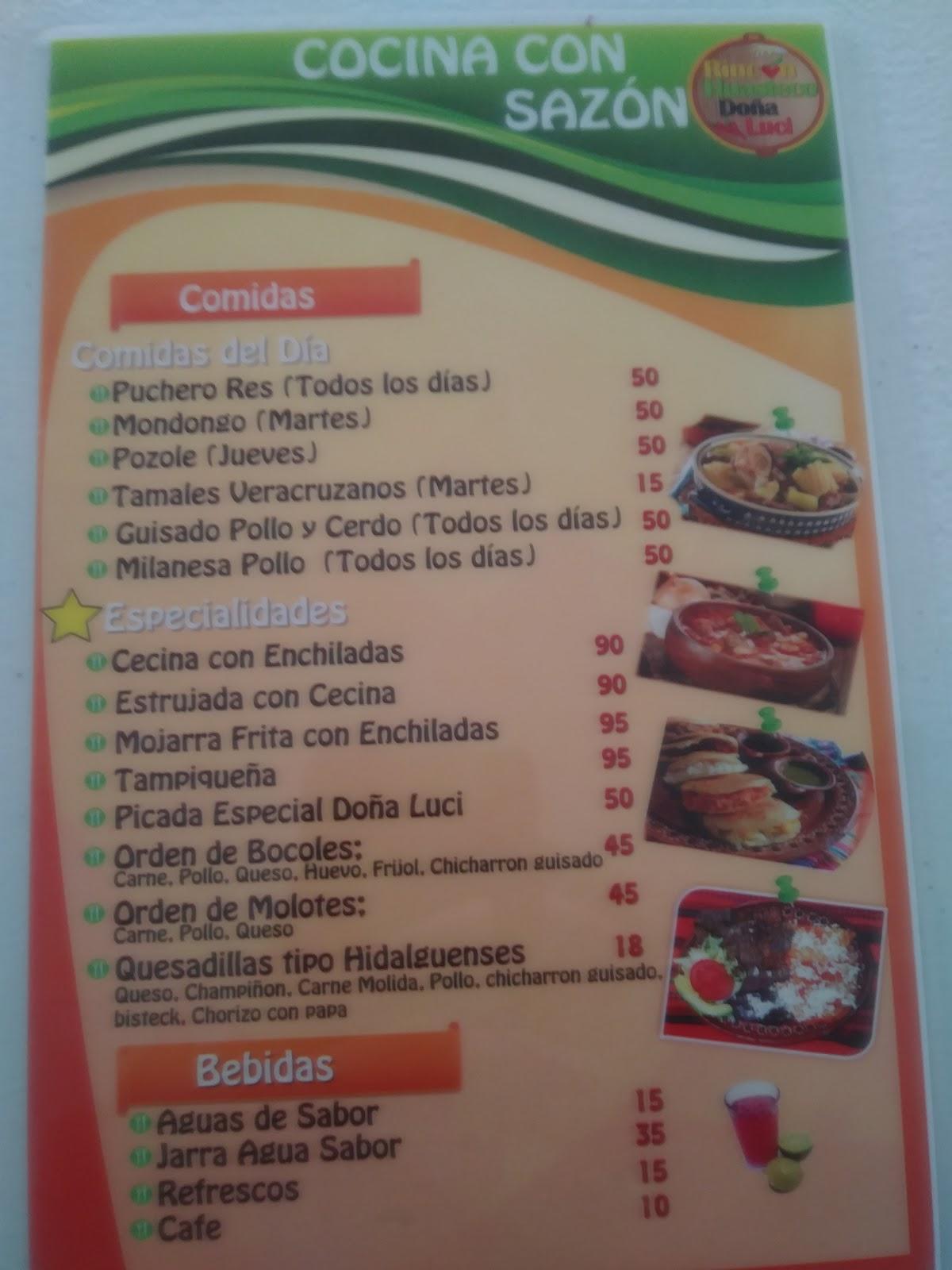 Menu at Cocina doña luci restaurant, Villahermosa, Av Prof. Ramón ...