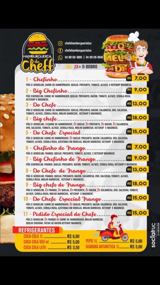 Hamburgueria Do Cheff cardápio