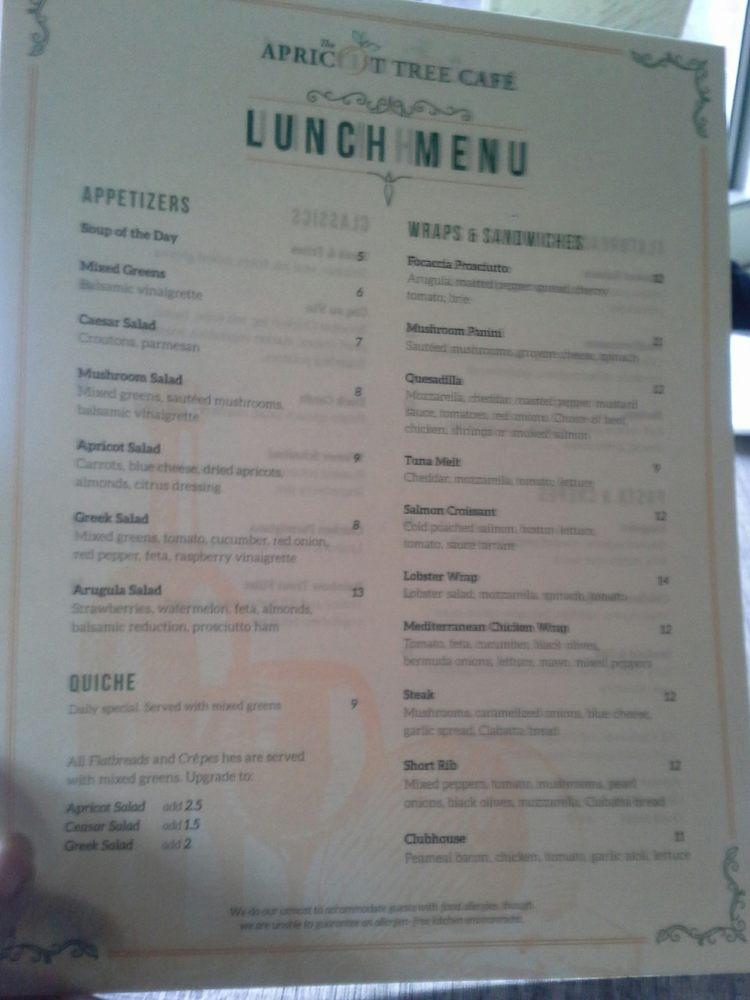 Menu at The Apricot Tree Cafe, Mississauga