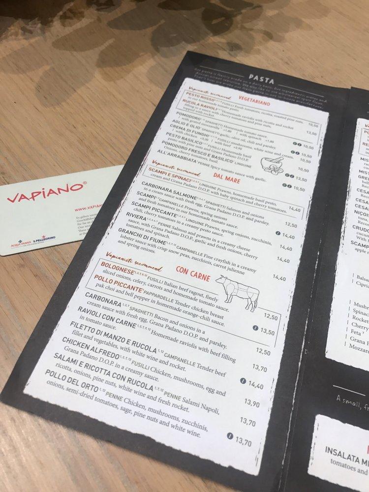 Menu At Vapiano Pizzeria Puteaux Place D Me