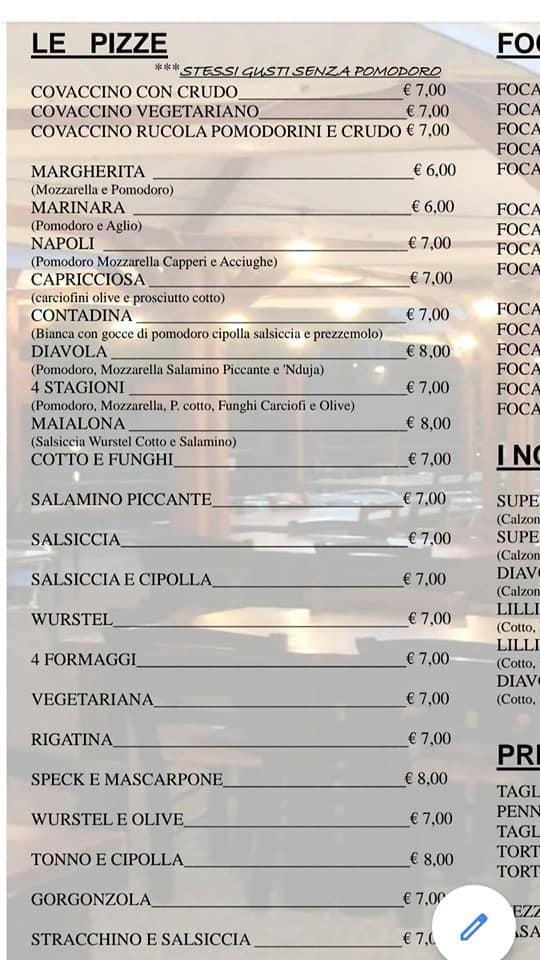 Menu di Ikke c’è c’è -Lago Lillo 